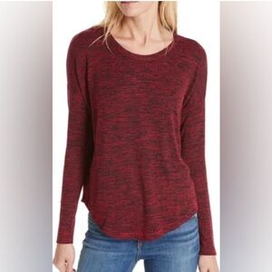 Rag & Bone Hudson Marled Long Sleeve Top in Deep Berry size S